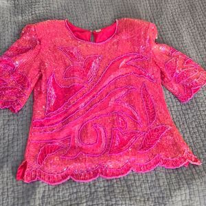 Vintage 80's Pink Sequin Top
